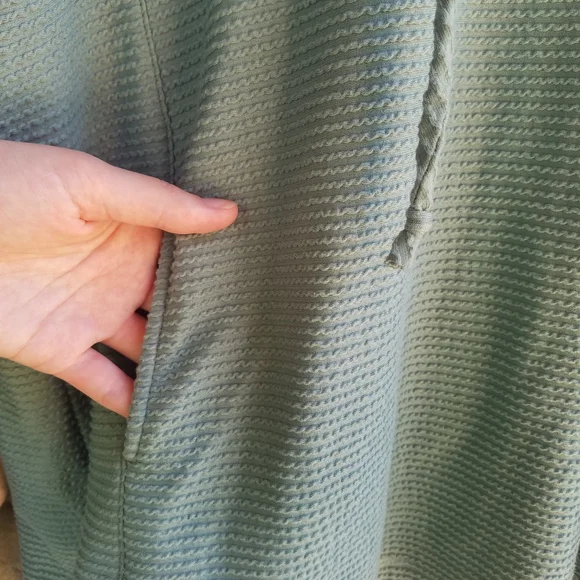 Pink Clover Teal Cowl Neck Women's Textured Long Sleeve Pullover Hoodie Sweater - Picture 8 of 10